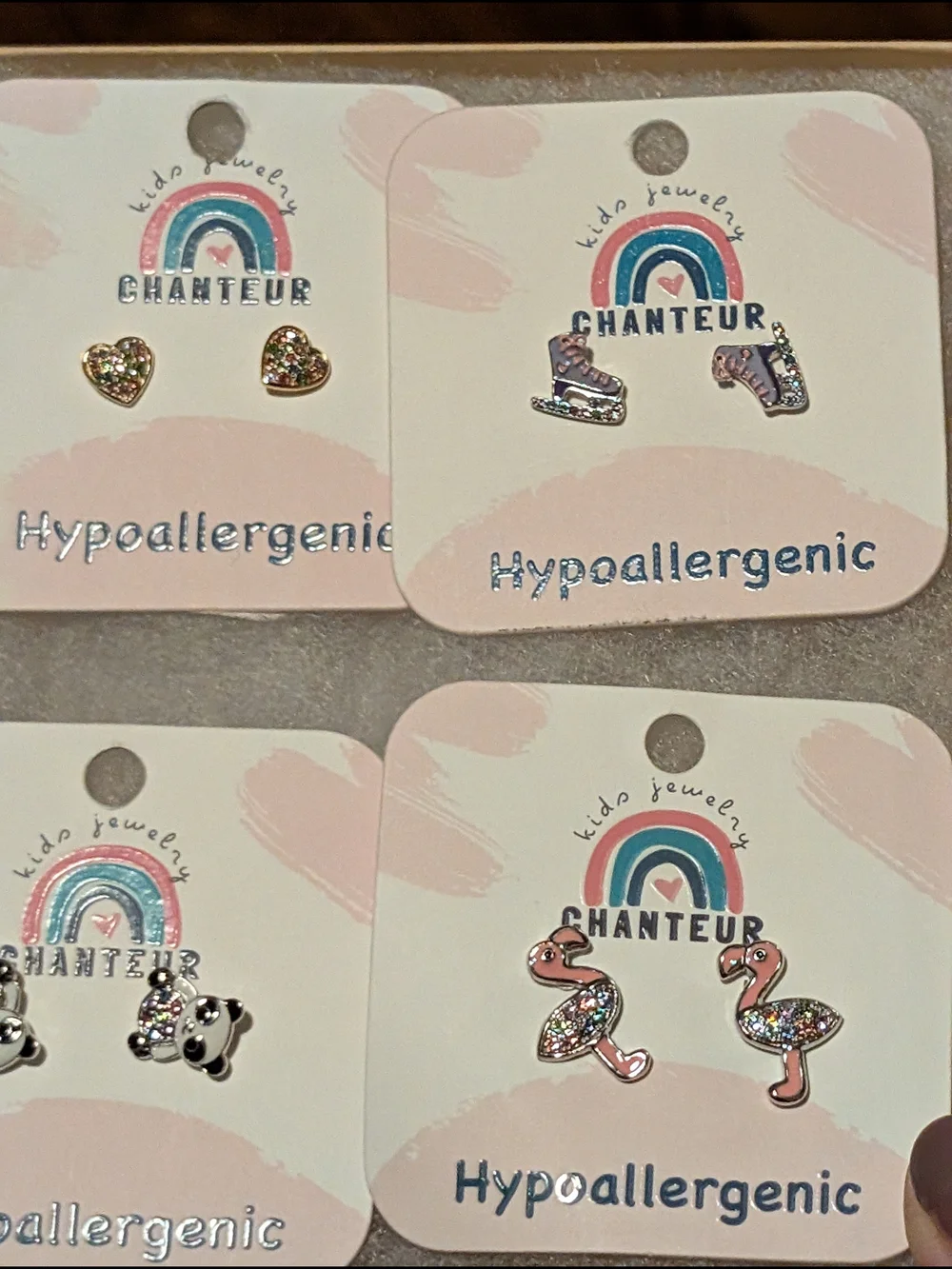 4 set Of Chanteur Hypoallergenic Kids Stud Earrings